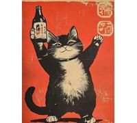 Mesribandy Kit de Pintura de Diamantes 5D Gato bebiendo DIY Diamantes de Imitación Arte de Cristal Pintura por Números Niños Decoración de Pared en Casa 40x50 cm