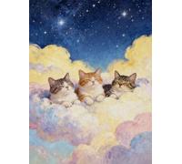 Mesribandy Kit de Pintura de Diamantes 5D Gato entre las nubes DIY Diamantes de Imitación Arte de Cristal Pintura por Números Niños Decoración de Pared en Casa 40x50 cm