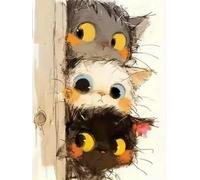 Mesribandy Kit de Punto de Cruz Bordado 11CT Lienzo Preimpreso Gato curioso DIY Kit Completo de Bordado de Punto de Cruz Estampado 40x50 cm