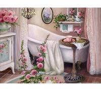 Mesribandy Kit de punto de cruz para adultos 11CT tela impresa 40x50 cm baño bordado diy kit de entrada simple bordado preimpreso manualidades artículos