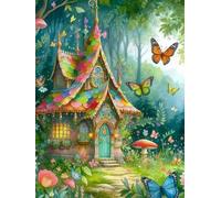 Mesribandy Kit de punto de cruz para adultos 11CT tela impresa 40x50 cm Cabaña de cuento de hadas bordado diy kit de entrada simple bordado preimpreso manualidades artículos