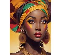 Mesribandy Kit de punto de cruz para adultos 11CT tela impresa 40x50 cm Niña africana bordado diy kit de entrada simple bordado preimpreso manualidades artículos