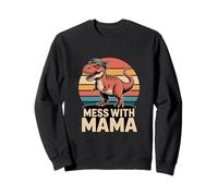 Mess with Mama Divertido Dinosaurio T-Rex Mama Retro Sudadera