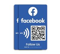 MESSAGENES Calcomanía NFC Síguenos en Facebook QR | Ganar seguidores | Paquete de 2 unidades rectangulares | QR personalizable, dinámico y reutilizable | Calcomanía de Facebook para negocios | Placa