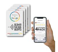 MESSAGENES - Pegatina con NFC y QR | Pegatina para Conseguir Reseñas | Compatible con Google Business | Pack 4 Unidades | QR Dinámico Editable | Analíticas de Escaneo | Sirve para iPhone y Android