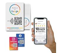 MESSAGENES - Pegatina con NFC y QR | Pegatina para Conseguir Reseñas | Compatible con Google Business | Pack 10 Unidades | QR Dinámico Editable | Analíticas de Escaneo | Sirve para iPhone y Android