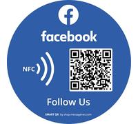 MESSAGENES | Pegatina Facebook QR y NFC Reutilizable | 1 Unidad Redonda | Código QR Personalizado | Gana Seguidores en Facebook | Pegatinas Negocio Personalizadas | Ideal Mostrador, Ventanas, Pared