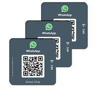 MESSAGENES | Pegatina Whatsapp QR y NFC Personalizable | Pack 3 Unidades Cuadradas | QR Reutilizable | Conecta a tus Clientes con Whatsapp | Solución para Recepciones | Ideal Negocios, Camping, Hotel
