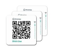 MESSAGENES | Pegatina Whatsapp QR y NFC Personalizable | Pack 3 Unidades Cuadradas | QR Reutilizable | Conecta a tus Clientes con Whatsapp | Solución para Recepciones | Ideal Negocios, Camping, Hotel