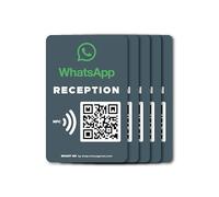 MESSAGENES | Pegatina Whatsapp QR y NFC Personalizable | Servicio Atención al Cliente | 5 Unidades Pegatina Tamaño 12x8cm | Conecta a tus Clientes con Whatsapp | Solución para Recepciones