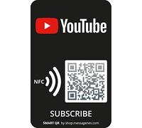 MESSAGENES | Pegatina Youtube QR y NFC Reutilizable | 1 Unidad Tamaño Tarjeta NFC | Código QR Personalizado | Promociona Tu Canal o Video | Gana Visitas y Seguidores | Material Premium Resistente