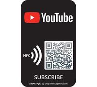 MESSAGENES | Pegatina Youtube QR y NFC Reutilizable | Pack 2 Unidades Independientes Tamaño Tarjeta NFC | Código QR Personalizado | Promociona Tu Canal o Video | Gana Visitas y Seguidores
