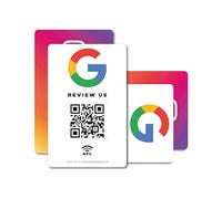 MESSAGENES | Tarjeta PVC Reseñas Google QR y NFC | Doble Placa Código QR Reseñas Google + Instagram | Pack 2 Unidades 8,6 x 5,4cm | Tarjeta Negocio QR y NFC | Reseñas Google y Seguidores Instagram