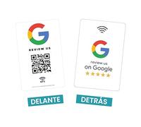 MESSAGENES | Tarjeta PVC Reseñas Google QR y NFC | Tarjeta Placa Código QR Reseñas Google | 1 Unidad 8,6 x 5,5cm | Tarjeta de Negocio QR y NFC Google | Consigue Reseñas con la Tarjeta NFC Google