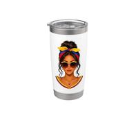 Messy Bun Colombian Girl Colombia Flag Bandana Gafas de sol Vaso térmico de acero inoxidable de doble pared