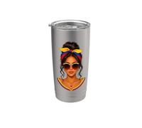 Messy Bun Colombian Girl Colombia Flag Bandana Gafas de sol Vaso térmico de acero inoxidable de doble pared