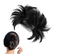 Messy Bun Extensiones de pelo humano | Clips de peluca para mujer | Moño desordenado recto para mujer, ondulado, con volantes, extensiones de pelo corto con cola de caballo Holdes