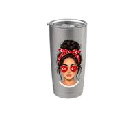 Messy Bun - Gafas de sol con diseño de bandera de Turquía para niña Vaso térmico de acero inoxidable de doble pared
