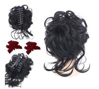 Messy Bun Hair Piece, Curly Bun Hair Claw Clips, Tousled Updo Hair Bun Curly Clip, Wavy Curly Hair Wrap Ponytail, Synthetic Hair pieces Hair Scrunchies Chignon For Women Girls (Black)