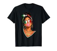 Messy Bun Ragazza Italiana Bandera Italiana Chica Gafas Italia Camiseta