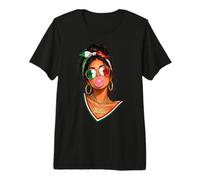 Messy Bun Ragazza Italiana Bandera Italiana Chica Gafas Italia Camiseta Premium