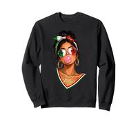 Messy Bun Ragazza Italiana Bandera Italiana Chica Gafas Italia Sudadera