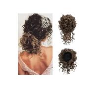 Messy Bun Short Curly Ponytail Extension Elastic Drawstring Loose Hair Bun Hair Bun Hair Pieces for Women Synthetic Fiber Bun Extension Ponytail Extension (Black Brown)