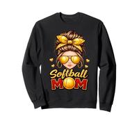 Messy Bun Softball Mamá Gafas de Sol Gráfico Softbol Sudadera