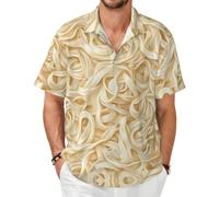 Messy Lines - Camisa de manga corta con botones para el verano, Negro, Small-8X-Large