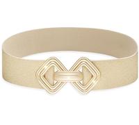 MESU Cinturones elásticos anchos para mujer, cintura elástica para vestidos, Correa beige con hebilla dorada, Fit Waist 30"-32"