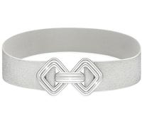 MESU Cinturones elásticos anchos para mujer, cintura elástica para vestidos, Correa plateada con hebilla plateada, Fit Waist 37"-41"