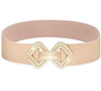 MESU Cinturones elásticos anchos para mujer, cintura elástica para vestidos, Correa rosa con hebilla dorada, Fit Waist 30"-32"