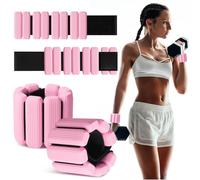 MESUADESI Juego de 2 pesas para muñeca y tobillo para mujeres y hombres, pulseras de silicona ajustables para brazos y piernas, para caminar, yoga, pilates, correr, bailar, gimnasio, 2 libras (rosa)