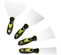 Mesybveo 4 Piezas Espatula Masilla, Espátulas de Acero Inoxidable, Cuchillos de Masilla con Mango de Plástico Antideslizante con Agujero, Raspador para Pintura, Papel Tapiz