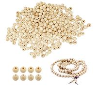 Mesybveo 400 Piezas 10 mm Cuentas de Madera, Bolas de Madera Natural, cuentas de madera de loto, Pulseras de joyería fáciles de enhebrar, manualidades, accesorios decorativos