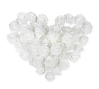 Mesybveo 50 Piezas Flores Rosas Artificiales Blanco, 7cm Rosa Falsa de Espuma Cabezas, Rosas Falsas para Manualidades, Rosas Blancas Artificiales para Decoración Boda Mesa, Decoración de Interiores