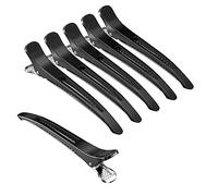 Mesybveo 6 Piezas Pinza Pelo Duckbill, Plástico Pinzas de Cocodrilo Pelo con Agujeros, Separadoras Peluquería Pinza, Pinzas para Pelo Largo para Maquillaje y Peluquería Femenina (Negro)