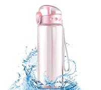 Mesybveo Botella de Agua, 780ml Botella Agua Deporte, Botella de agua Sin BPA a prueba de fugas, Una pulsación para abrir, para deporte, gimnasio, ciclismo, escuela, oficina, el camping(Rosa)