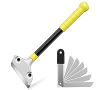 Mesybveo Rasqueta, Rasqueta Suelo con 10 Repuesto Cuchillas Rascador, Rascador de Papel con Función Knockout, Raspador con Antideslizante Asa Larga, para Horno, Ventana, Paredes,Vidrio