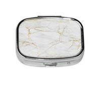 Meta - Pastillero de mármol blanco y dorado, 2 compartimentos, organizador portátil