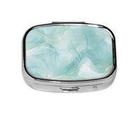 Meta - Pastillero de mármol verde menta pastel, 2 compartimentos, organizador portátil