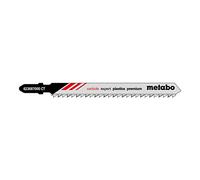 Metabo 623687000 623687000-Blister de 3 Hojas de Sierra de calar para sintético reforz.con Vidrio, Corian, 4-60 mm Afil. HM 91 mm, Negro