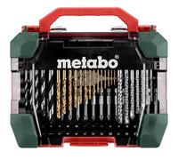 METABO 626708000 Juego de brocas en espiral para metal | Broca de metal HSS-TiN, broca de piedra, broca para madera, puntas S2, llaves de vaso, avellanador de madera