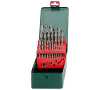 Metabo 627154000 627154000-Estuche metálico Broca para Metal HSS-G en versión, Afilado en Cruz de 135º diámetros de 1,0 a 13,0 mm x 0,5 mm, Set de 25 Piezas