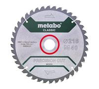 Metabo 628060000 628060000-Hoja de Sierra Metal Duro HW/CT Precision Cut 216 x 30 mm Dientes 48 WZ, 5º neg