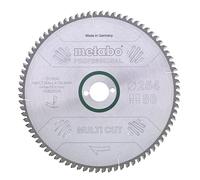 metabo 628223000 Hoja de Sierra Circular, 254 x 30 mm, 80 Dientes FZ/TZ | Disco de corte de metal duro HW/CT para ingletadora, angulo de ataque 5º Neg, acabado de precision y alta durabilidad