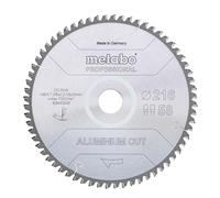 METABO 628443000 - Hoja de sierra MKS Aluminium Cut Prof para aluminio 216x30 mmDientes Z58 FZ/TZ 5º negativo