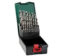 METABO ACCESORIOS - Juego de brocas HSS-G, 25 pzas | Broca helicoidal de precisión para acero, hierro fundido y plástico, corte en cruz de 135 grados, caja de plástico resistente