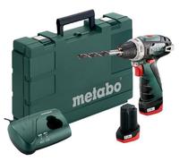 Metabo - PowerMaxx BS Basic - Taladro y atornillador con 2 baterías, Li-Ion, 10,8 V, 2 ah, 34 nm, mandril desmontable, iluminación led, caja de plastico