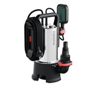 metabo Bomba sumergible para aguas residuales SP 220-35 S Inox - 790 W, 22.000 l/h, altura de extracción de 8 m, hasta 35 mm de tamaño de grano, interruptor de flotador regulable en altura, conexión